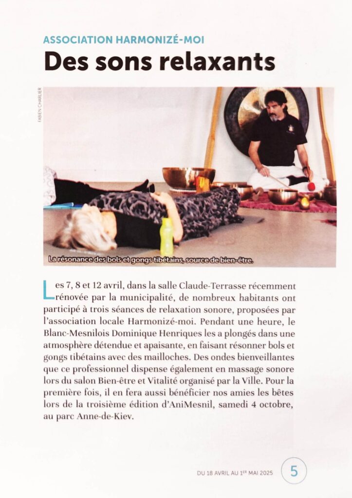 article dans le Blanc-Mesnilois sur Dominique Henriques et l'association Harmonizé-Moi